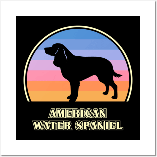 American Water Spaniel Vintage Sunset Dog Posters and Art